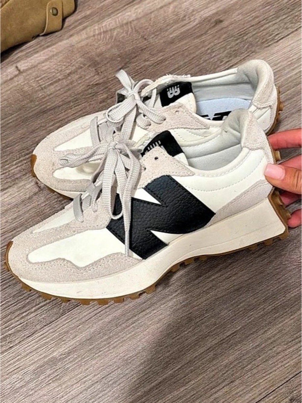 New Balance Color Block Sneakers in White & Black
